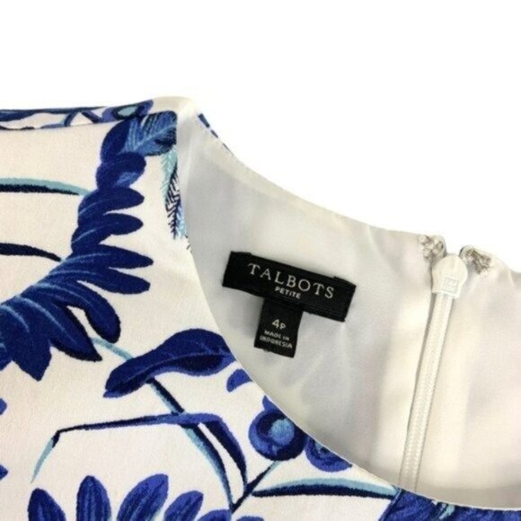 Talbots Blue and White Floral Aline Dress - Picture 5 of 6